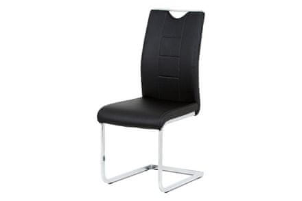 Autronic Moderná jedálenská stolička Jídelní židle černá koženka / chrom (DCL-411 BK)